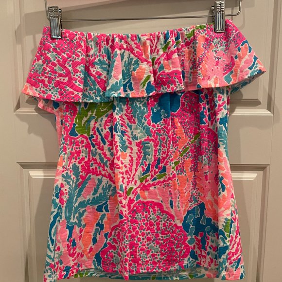 Lilly Pulitzer Wiley Tube Top Lets Cha Cha Neon | S - Picture 2 of 7